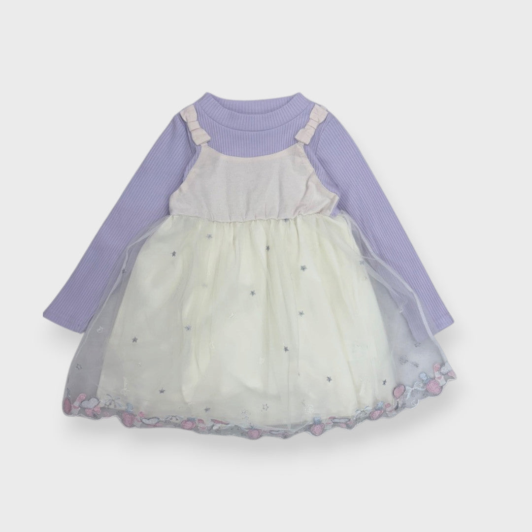 KIDS COSMETIC EMBROIDERED TULLE DRESS (100-120CM)
