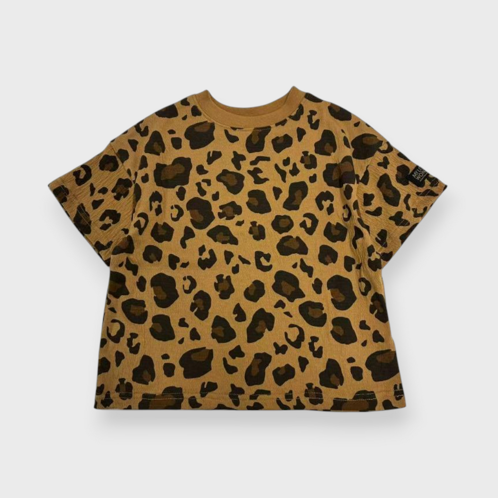 Baby (Size90cm) Leopard-Print Oversized Tee (Camel)