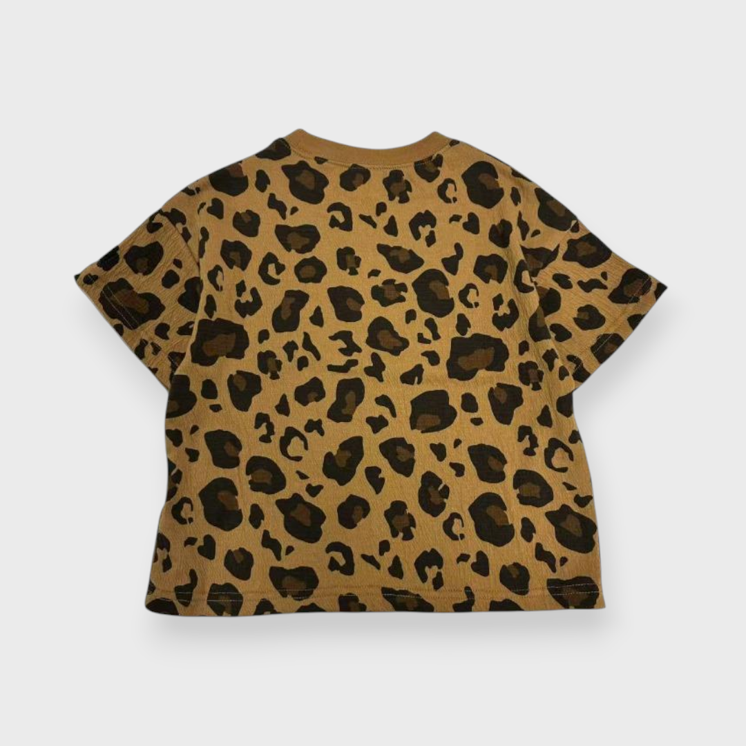 Baby (Size90cm) Leopard-Print Oversized Tee (Camel)