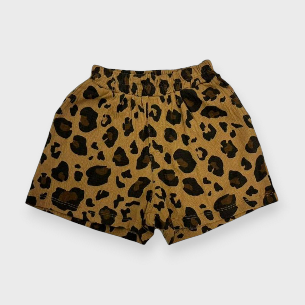 Kids (Size90cm) Leopard-Print Shorts (Camel)