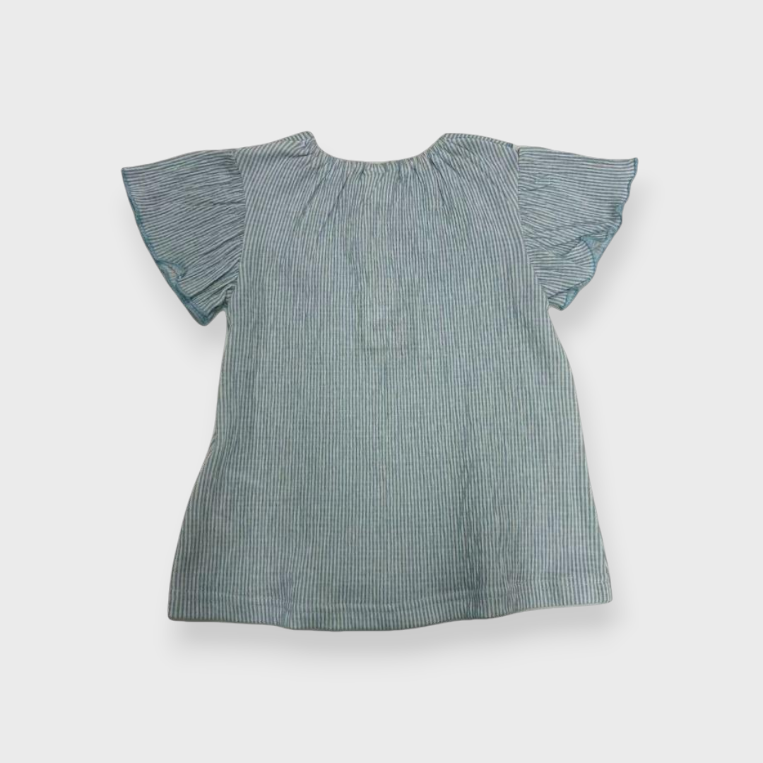 Kids (Size90cm) Pinstripe Tunic with Carousel-Pony Collar
