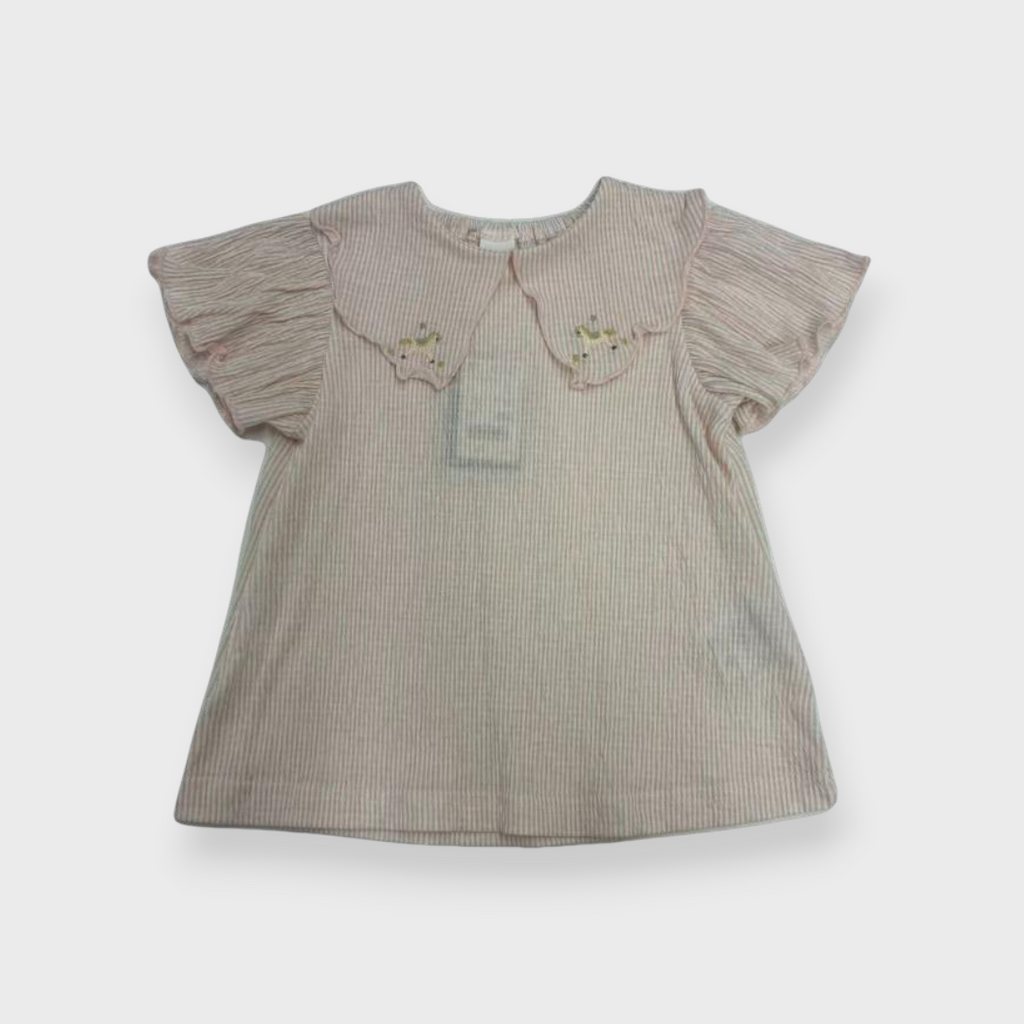 Kids (Size90cm) Pinstripe Tunic with Carousel-Pony Collar
