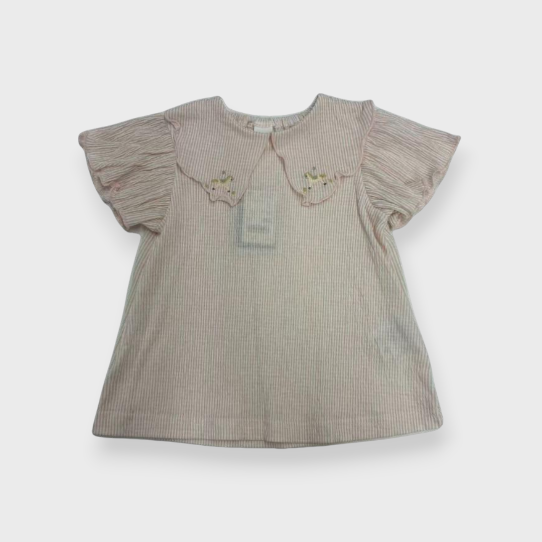 Kids (Size90cm) Pinstripe Tunic with Carousel-Pony Collar