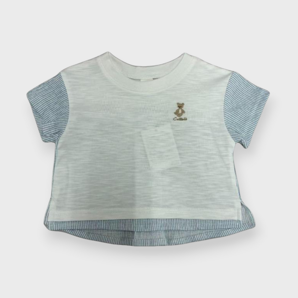 Kids (Size90cm) Colour-Block Tee with Rocking-Horse Embroidery