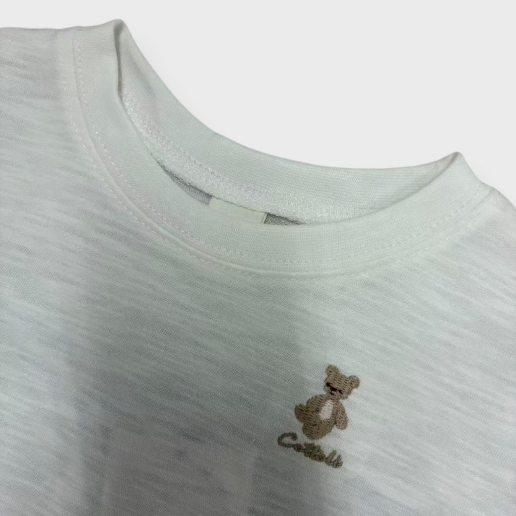 Kids (Size90cm) Colour-Block Tee with Rocking-Horse Embroidery