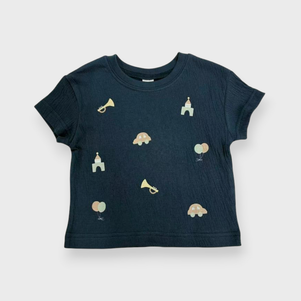 Kids (Size90cm) Textured Tee with Toy Parade Print