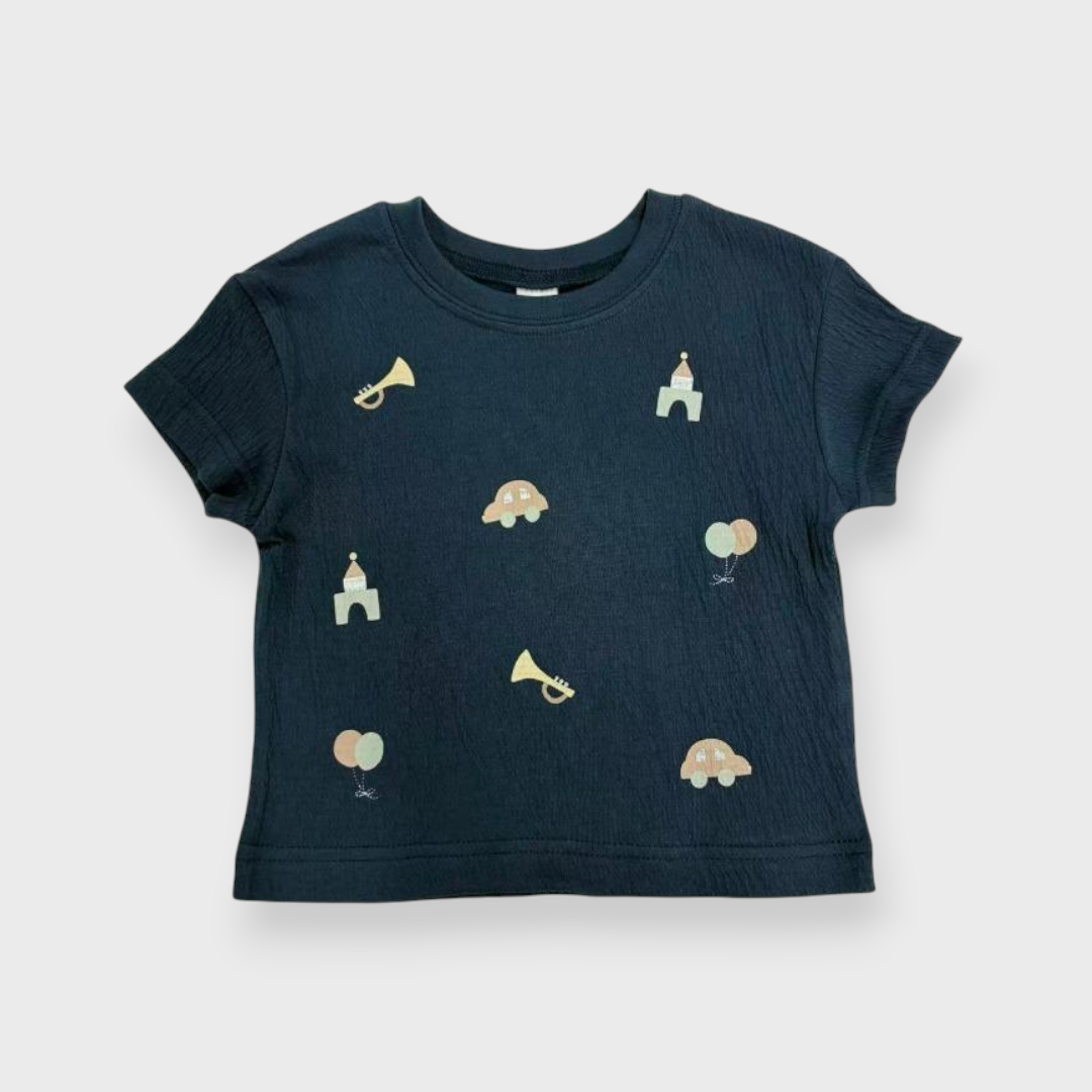 Kids (Size90cm) Textured Tee with Toy Parade Print