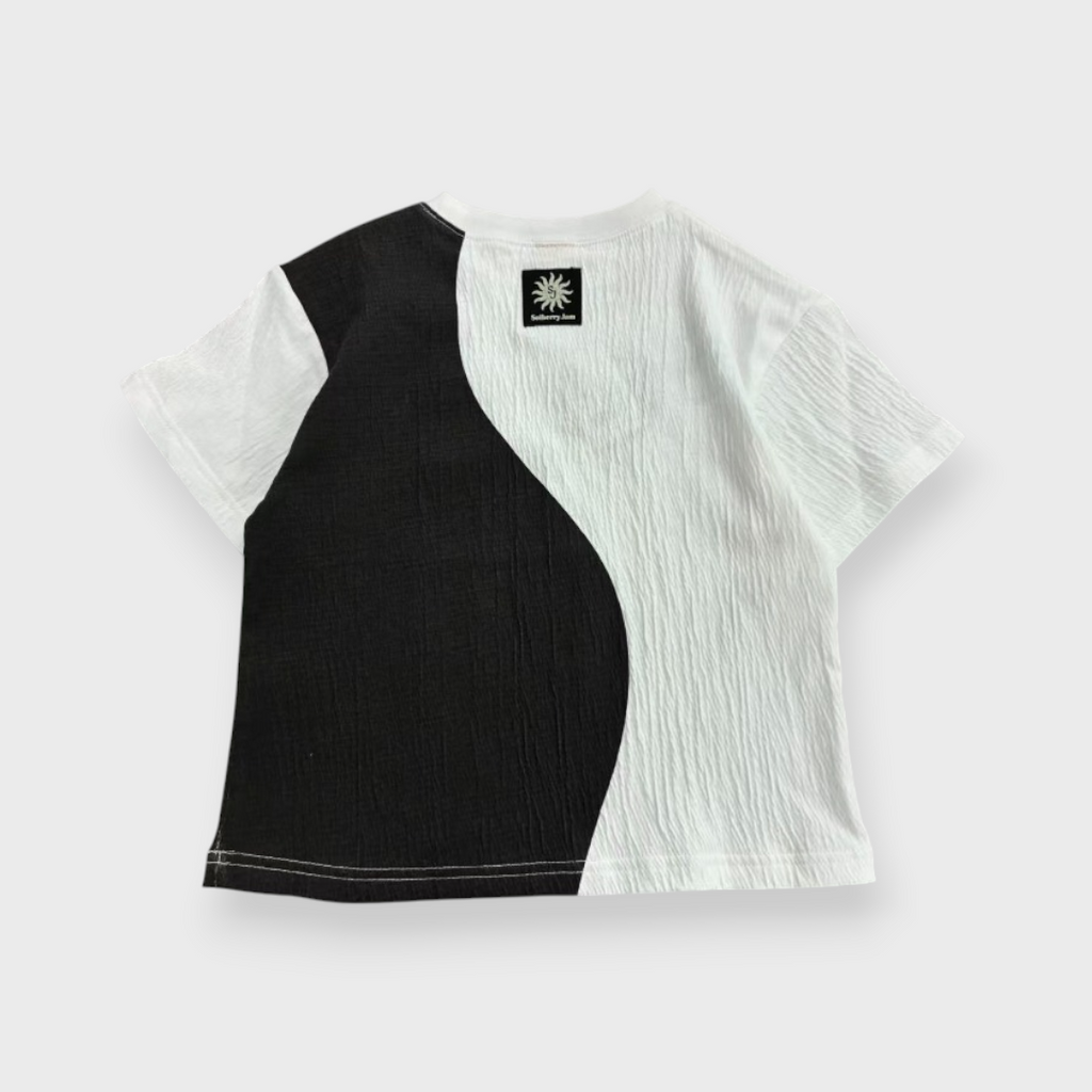 Kids (Size90cm) Sun-Emblem Colour-Block Tee