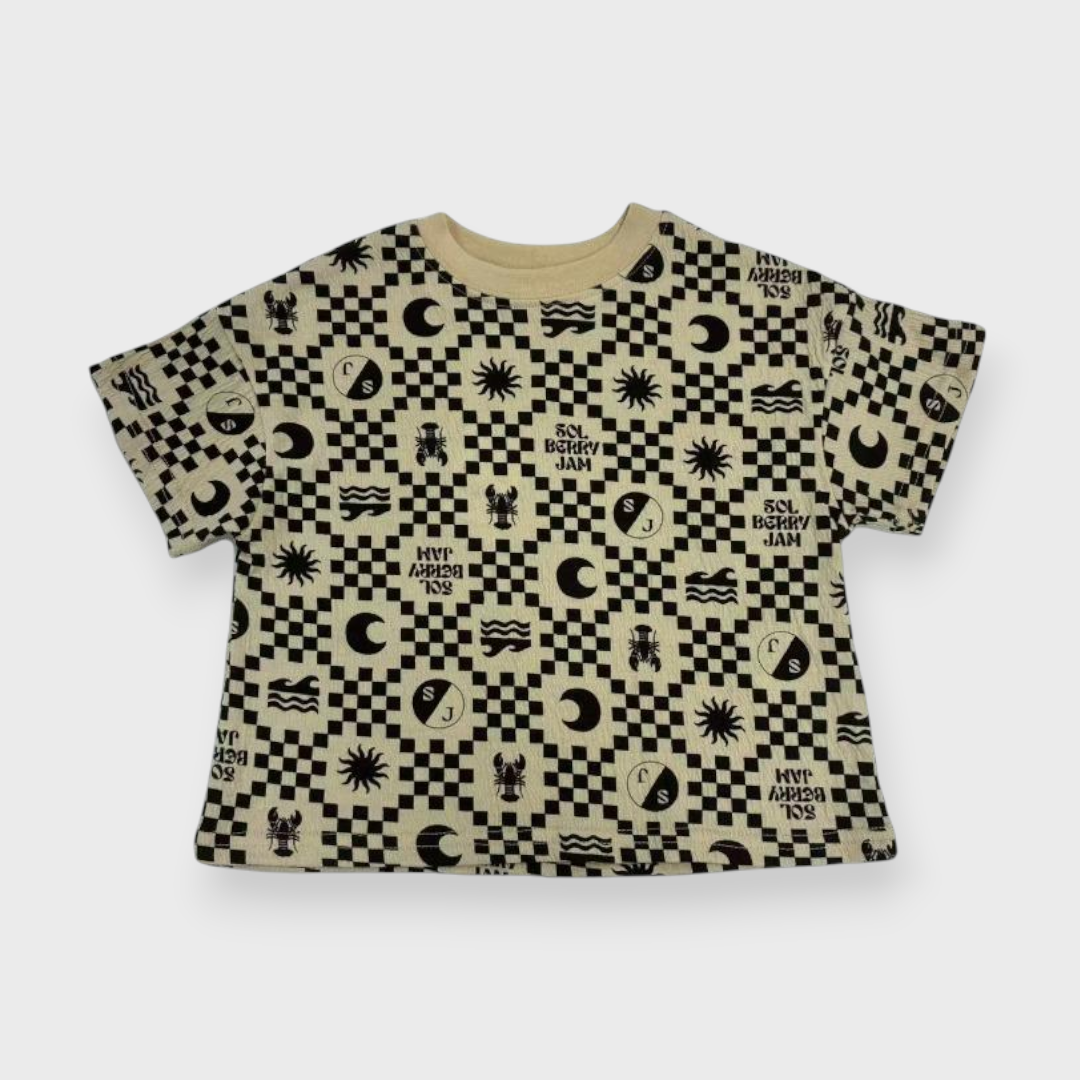 Baby (Size90cm) Checkerboard Marine-Icon Tee