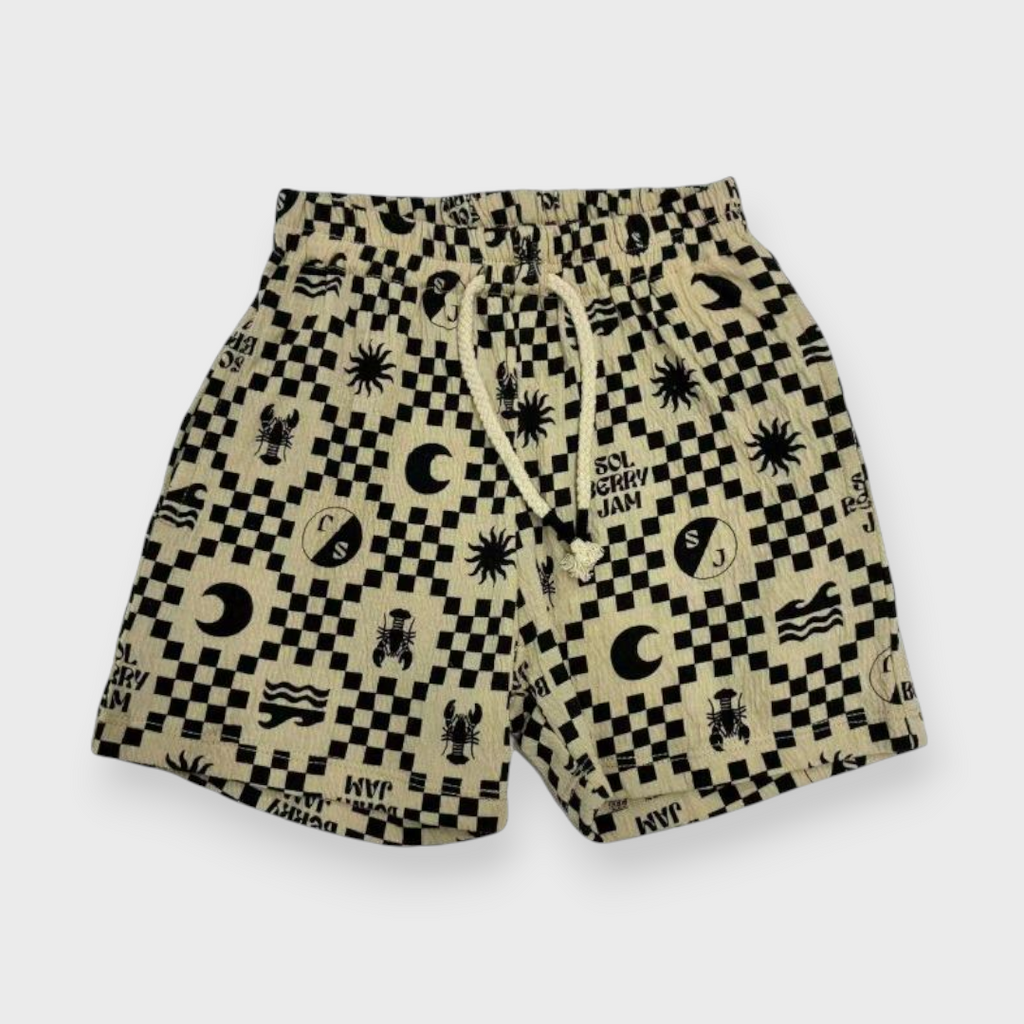 Kids (Size90cm) Checkerboard Marine-Icon Shorts