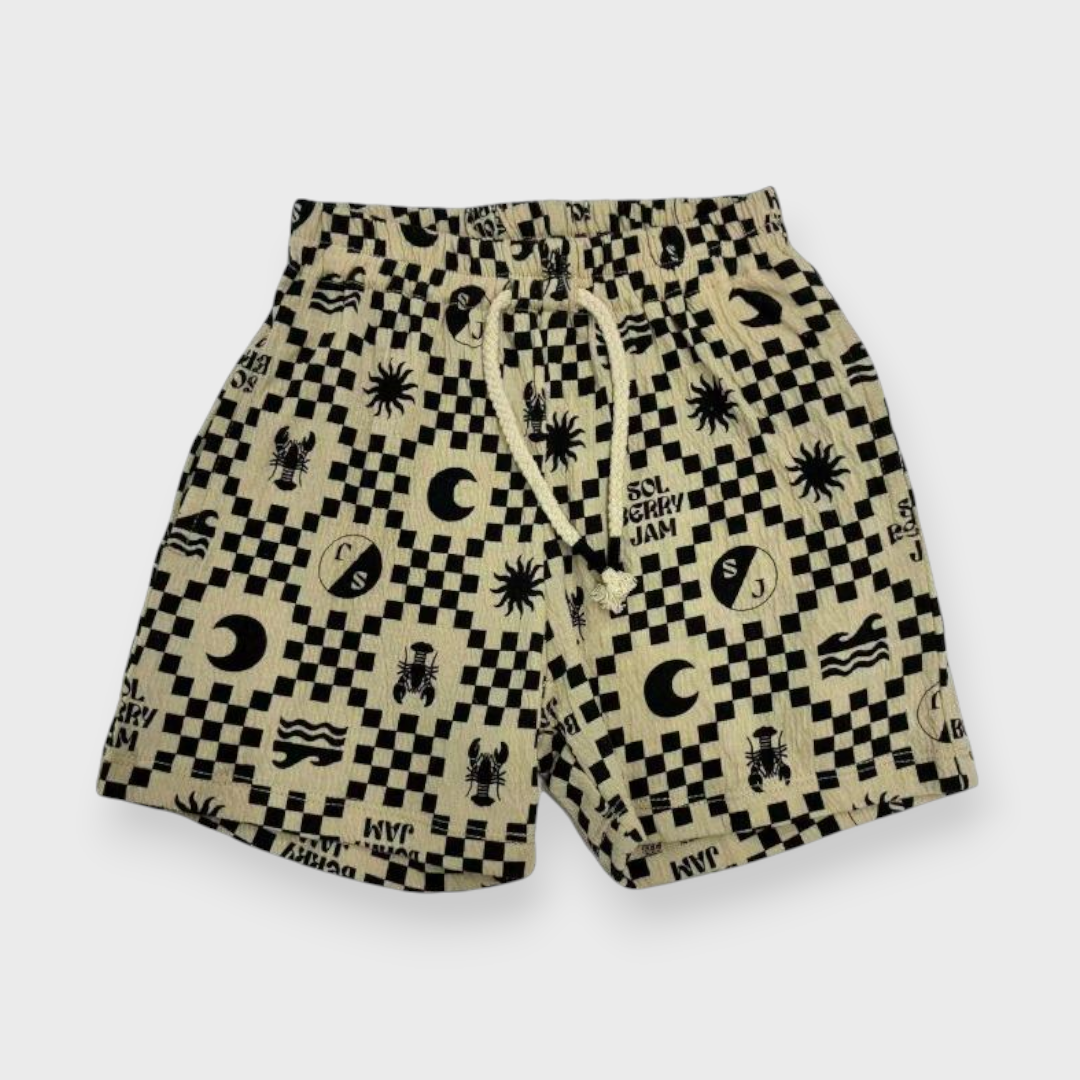 Kids (Size90cm) Checkerboard Marine-Icon Shorts