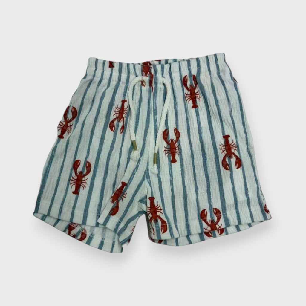 Kids (Size90cm) Seersucker Lobster-Print Shorts
