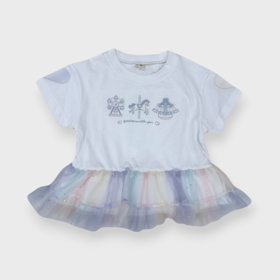 Baby (Size90cm) Amusement-Park Tulle-Hem Top