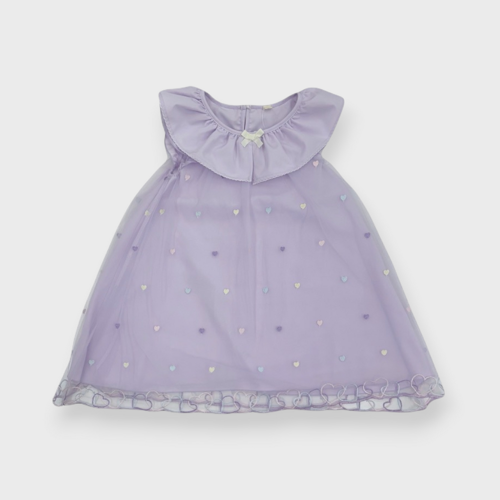 Kids (Size90cm) Heart Tulle Dress with Ruffle Collar