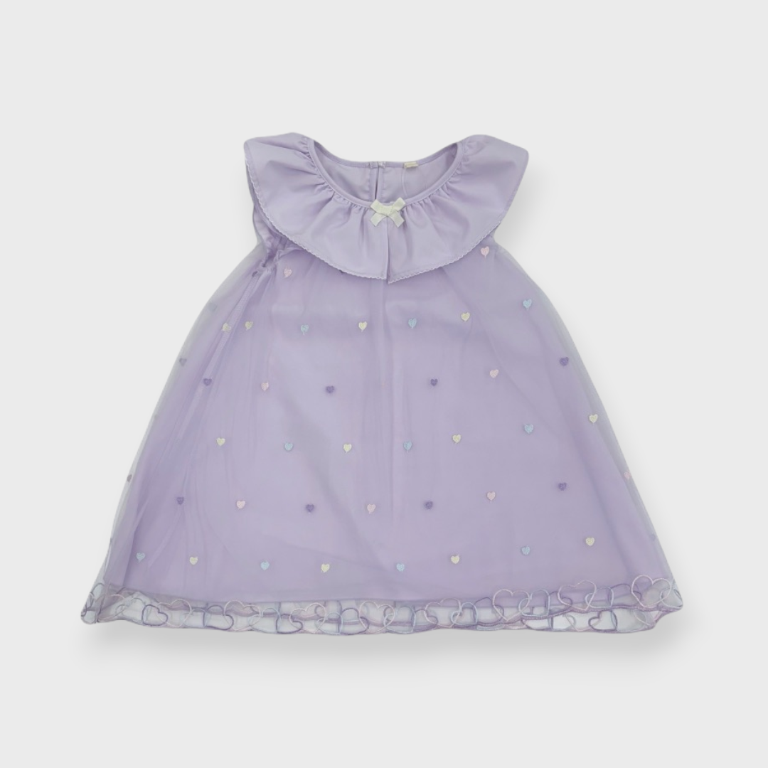Kids (Size90cm) Heart Tulle Dress with Ruffle Collar