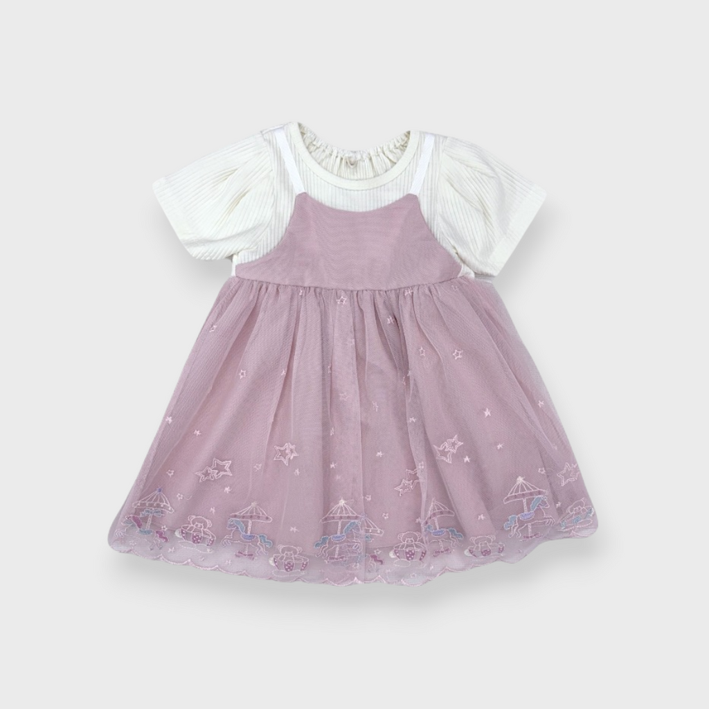 Kids (Size130cm) Layered Carousel Tulle Dress