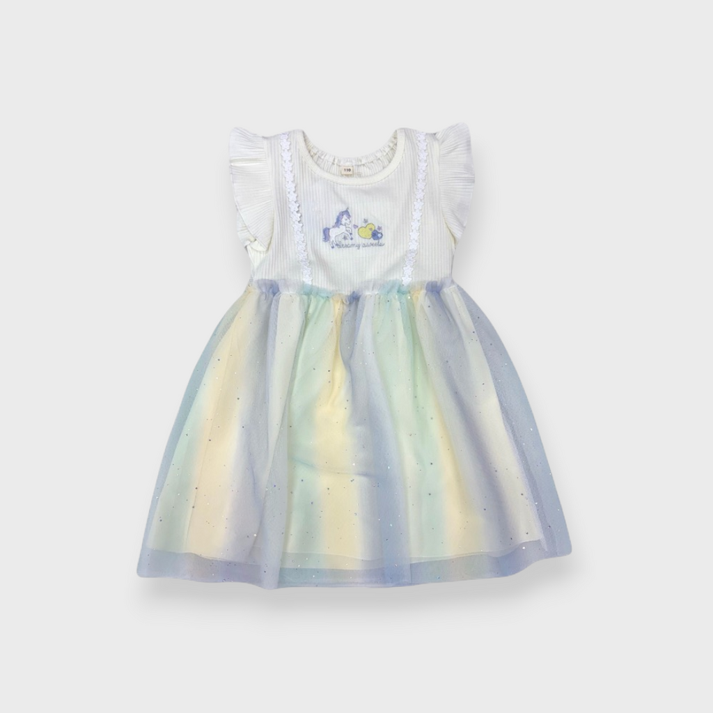Kids (Size130cm) Unicorn Rainbow Tulle Dress