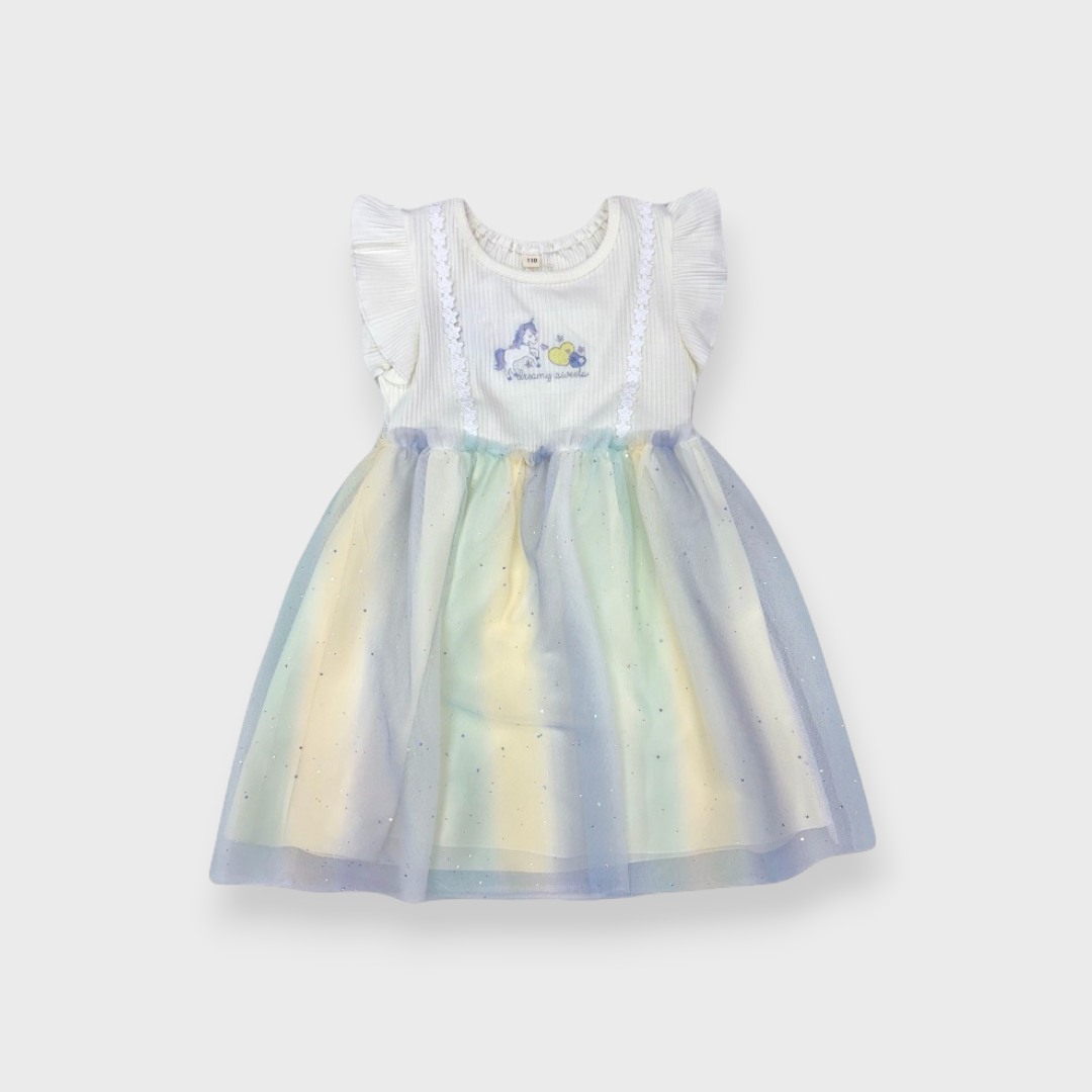 Kids (Size130cm) Unicorn Rainbow Tulle Dress