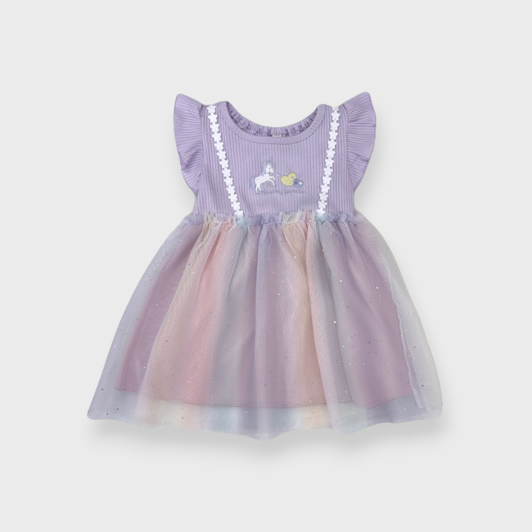 Kids (Size100-120cm) Unicorn Rainbow Tulle Dress