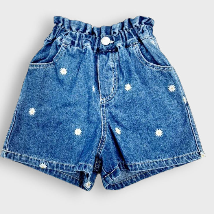DENIM DAISY EMBROIDERY SHORTS (100-120CM)