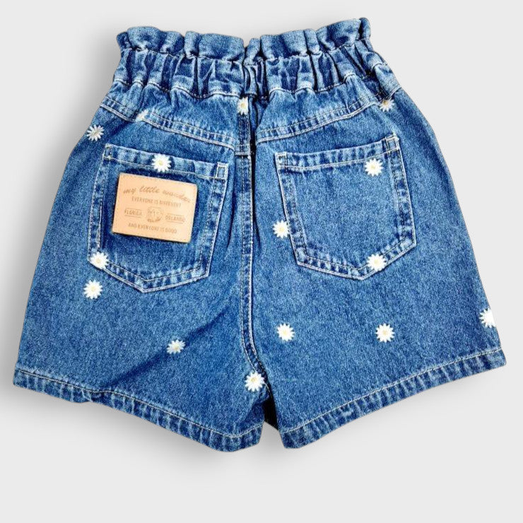 DENIM DAISY EMBROIDERY SHORTS (100-120CM)
