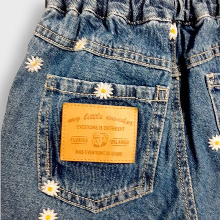 DENIM DAISY EMBROIDERY SHORTS (100-120CM)