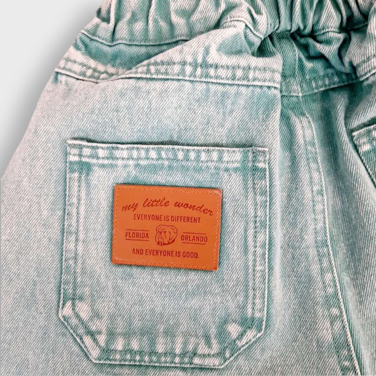 CHEMICAL-WASH CROPPED PANTS (100-120CM)