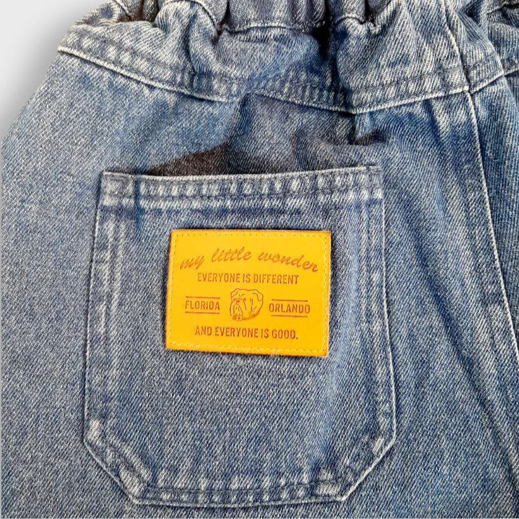 CHEMICAL-WASH CROPPED PANTS (100-120CM)
