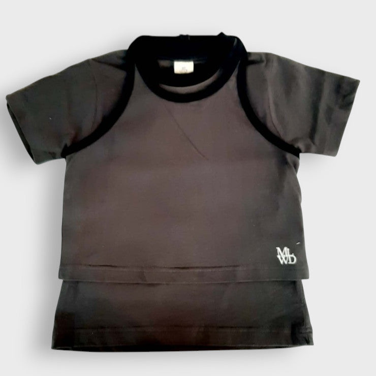 CONTRAST-BINDER T-SHIRT + CAMISOLE SET (100-120CM)