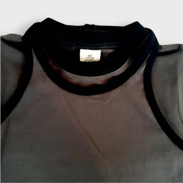 CONTRAST-BINDER T-SHIRT + CAMISOLE SET (100-120CM)