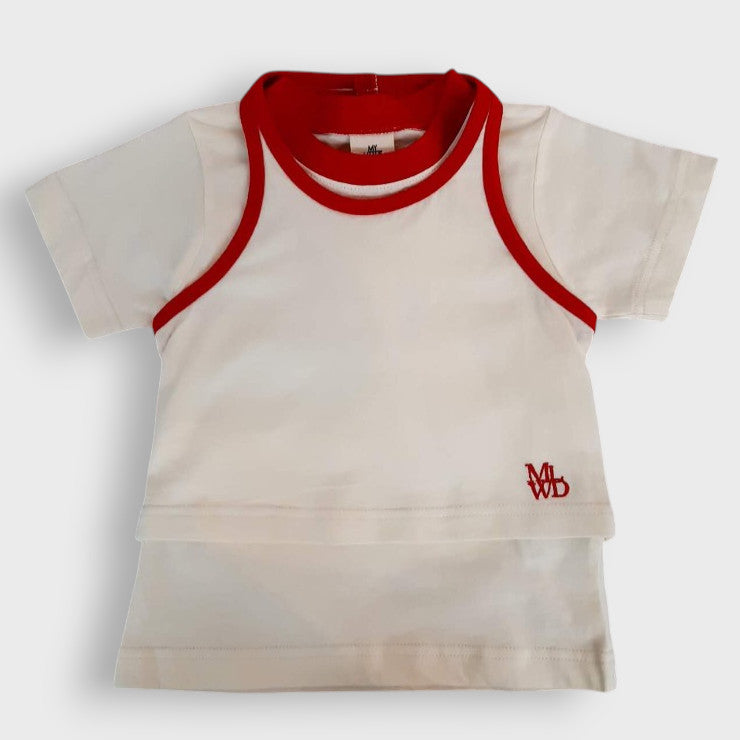 CONTRAST-BINDER T-SHIRT + CAMISOLE SET (100-120CM)