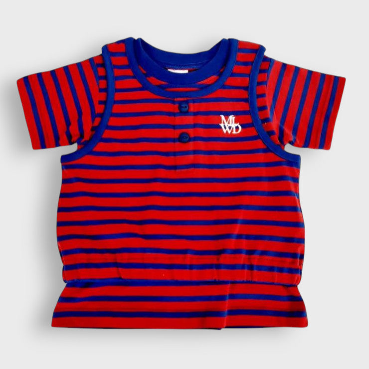 STRIPED T-SHIRT + TANK TOP SET (100-120CM)