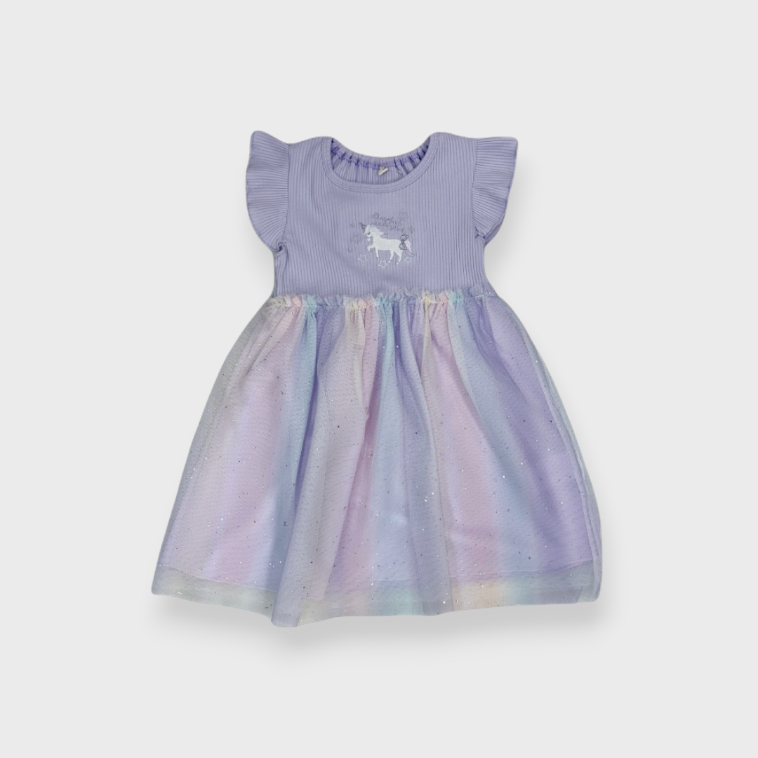 RAINBOW TULLE UNICORN DRESS 100-120CM KIDS