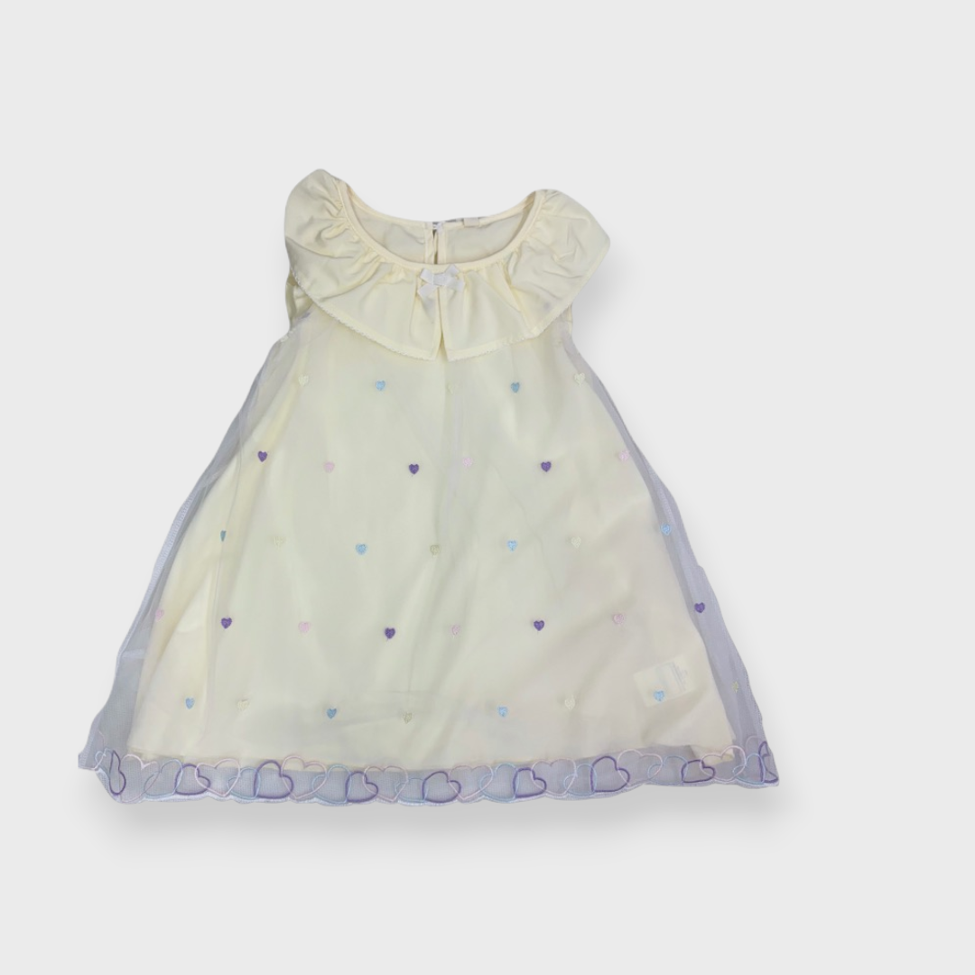 KIDS HEART EMBROIDERED COLLAR DRESS (100-120CM)