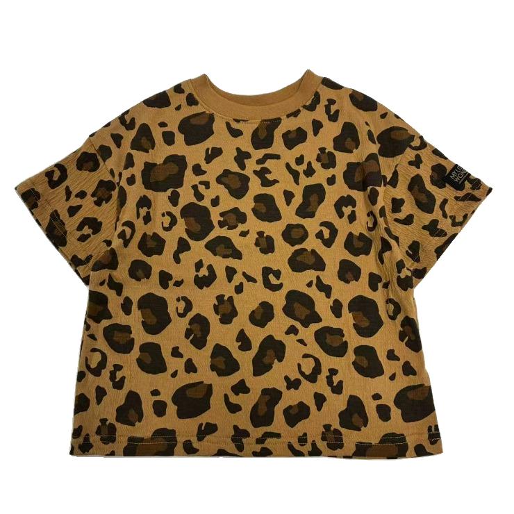 Kids (Size100-120cm) Leopard-Print Oversized Tee (Camel)