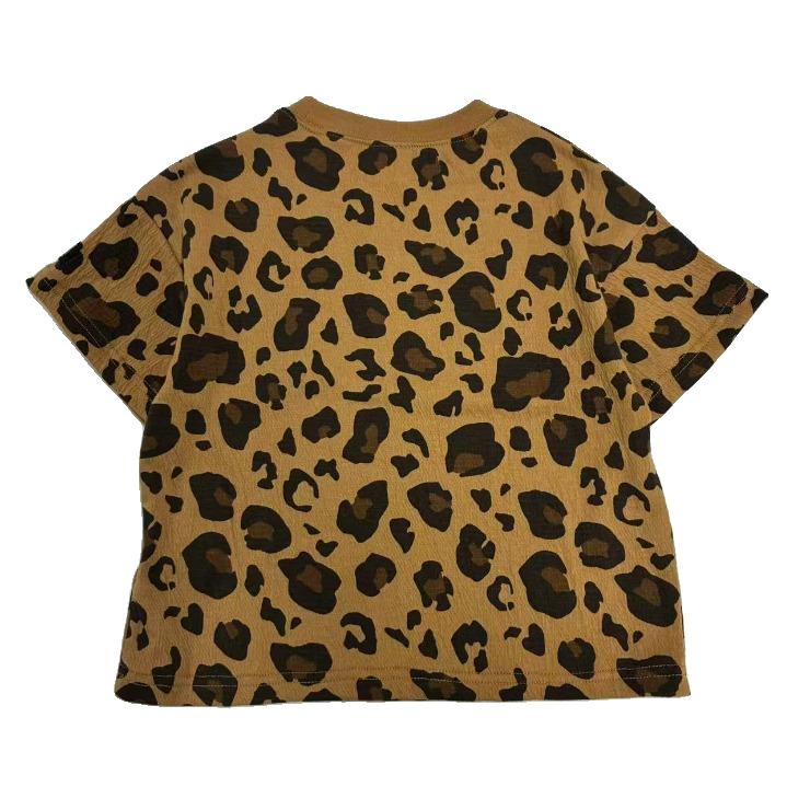 Kids (Size100-120cm) Leopard-Print Oversized Tee (Camel)