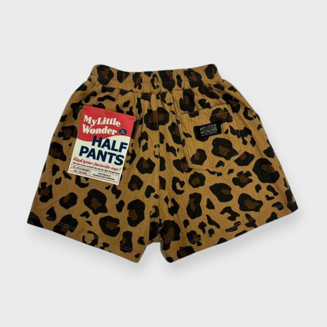 Kids (Size100-120cm) Leopard-Print Shorts (Camel)