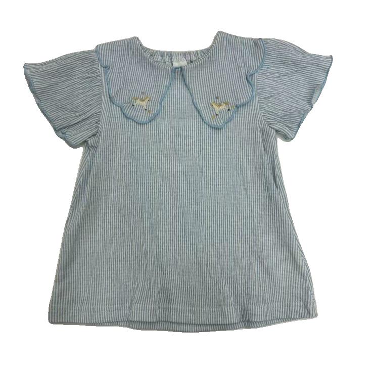 Kids (Size100-110cm) Pinstripe Tunic with Carousel-Pony Collar