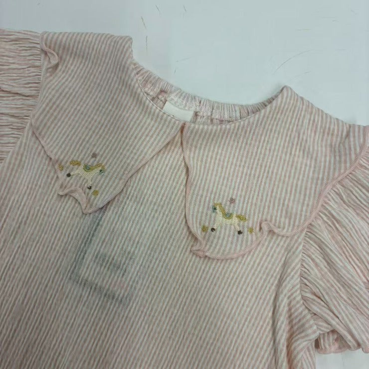 Kids (Size100-110cm) Pinstripe Tunic with Carousel-Pony Collar