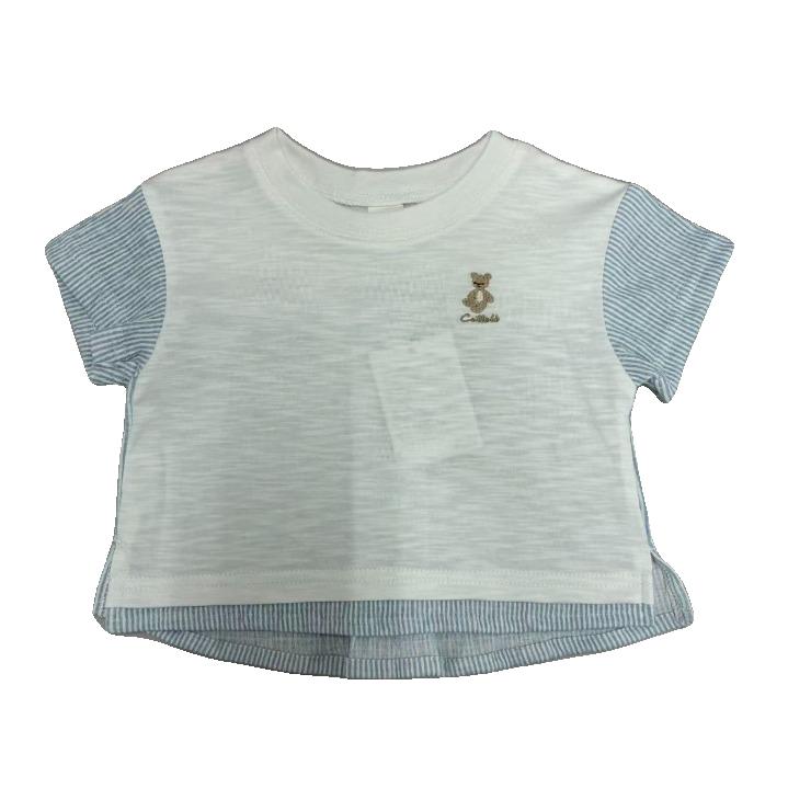 Kids (Size100-110cm) Colour-Block Tee with Rocking-Horse Embroidery
