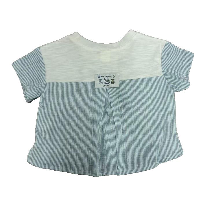Kids (Size100-110cm) Colour-Block Tee with Rocking-Horse Embroidery