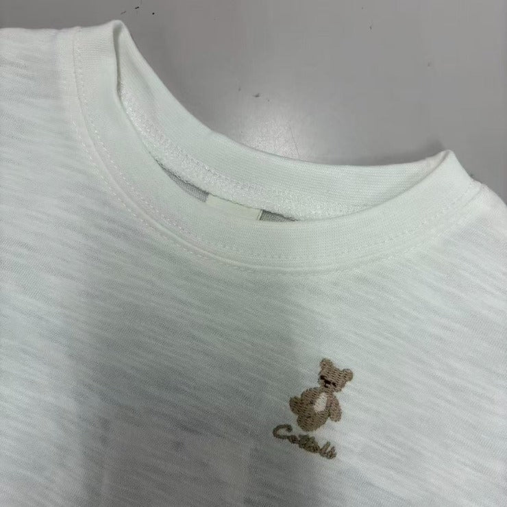 Kids (Size100-110cm) Colour-Block Tee with Rocking-Horse Embroidery