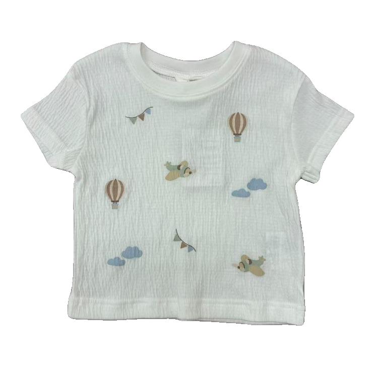 Kids (Size100-110cm) Textured Tee with Sky & Balloon Print