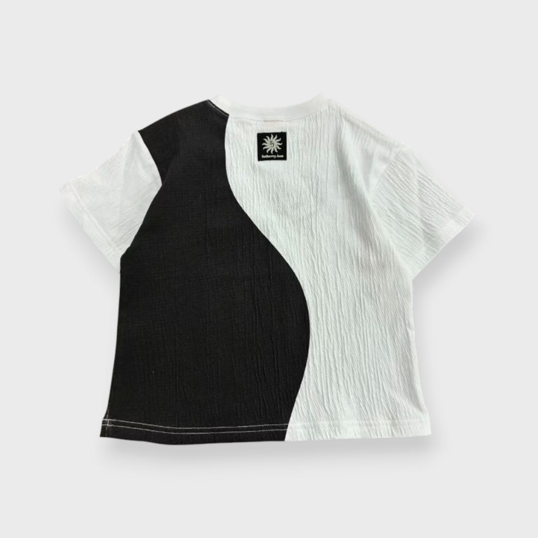 Kids (Size100-120cm) Sun-Emblem Colour-Block Tee