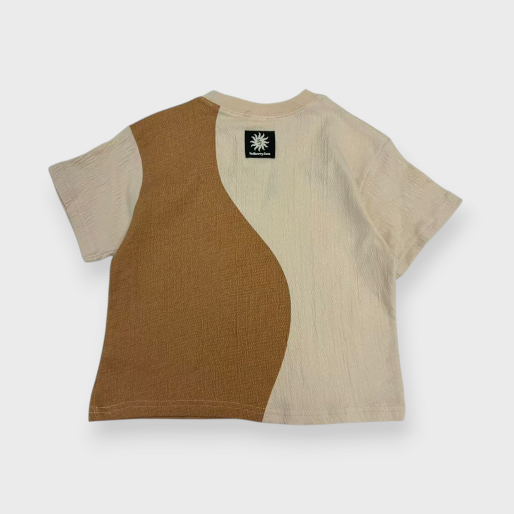 Kids (Size100-120cm) Sun-Emblem Colour-Block Tee