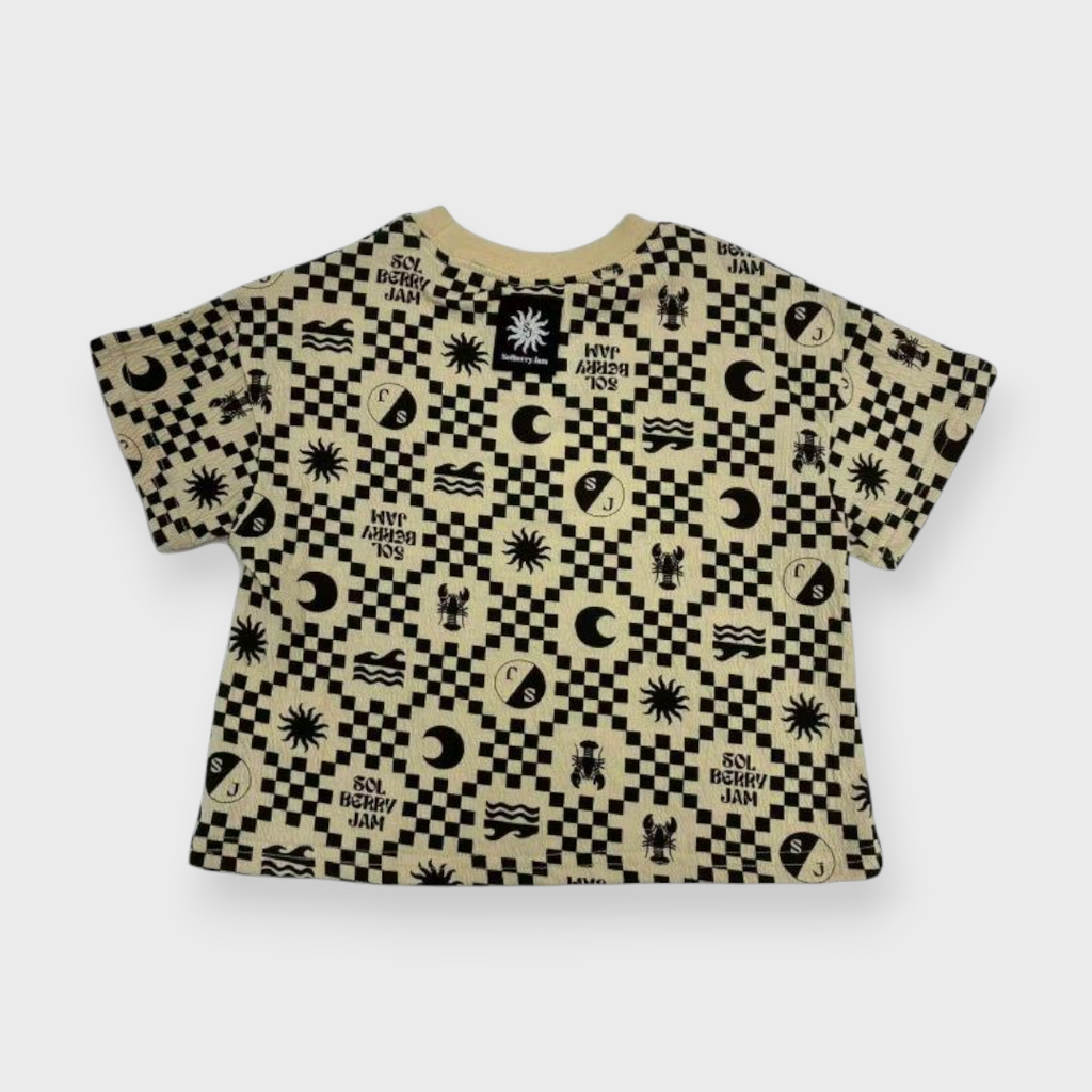 Kids (Size100-120cm) Checkerboard Marine-Icon Tee