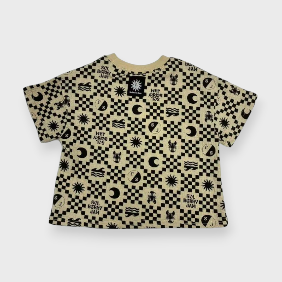 Kids (Size100-120cm) Checkerboard Marine-Icon Tee