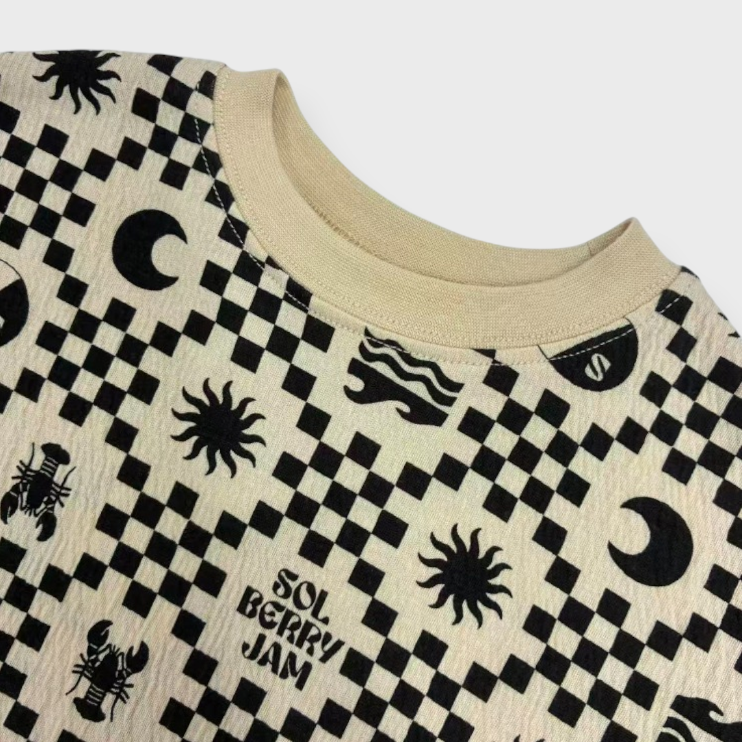 Kids (Size100-120cm) Checkerboard Marine-Icon Tee