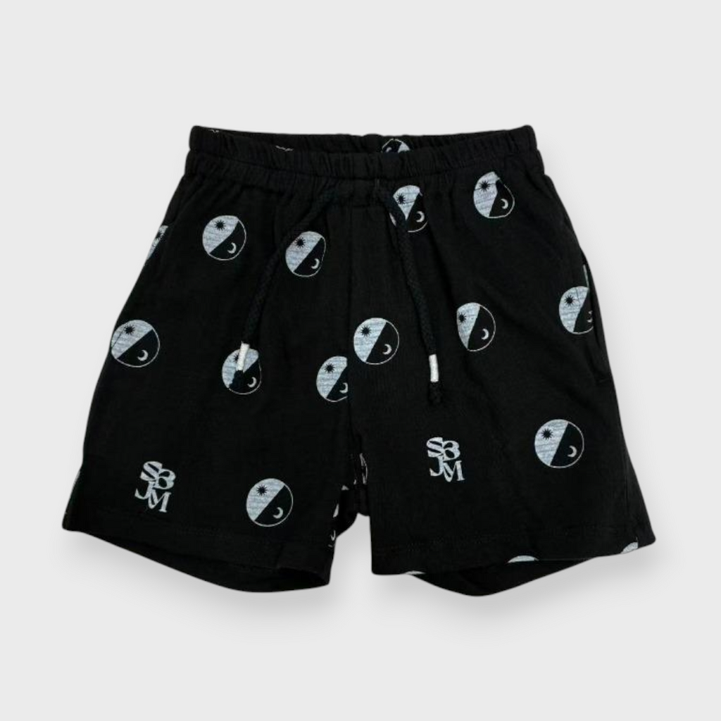 Kids (Size100-120cm) Sun & Moon Emblem Shorts (Black)