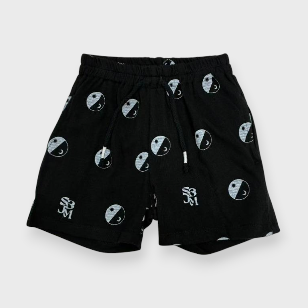 Kids (Size100-120cm) Sun & Moon Emblem Shorts (Black)